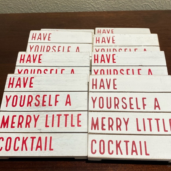 Mud Pie Other - Set of 6, Mudpie Wood Panel Holiday Drink Coasters
